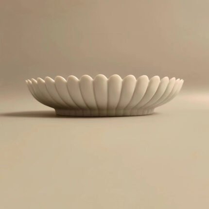 White Glazed Chrysanthemum-Petal Saucer