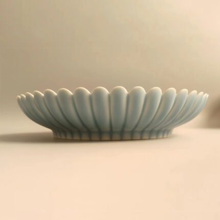 Sky-blue Glazed Chrysanthemum-Petal Saucer