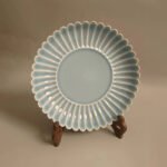 Sky-blue Glazed Chrysanthemum-Petal Saucer - Image 2