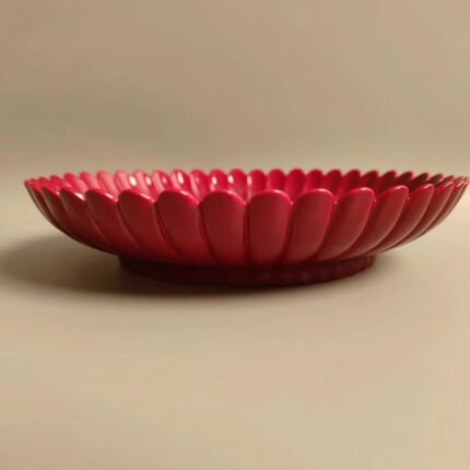 Carmine Red Chrysanthemum-Petal Saucer